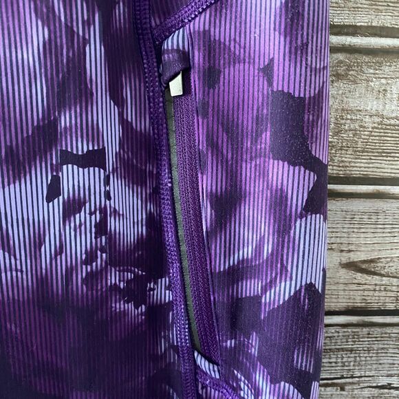 Athleta Women's Rainier‎ Leggings Size M Purple Printed Pull-On Logo - Picture 2 of 9